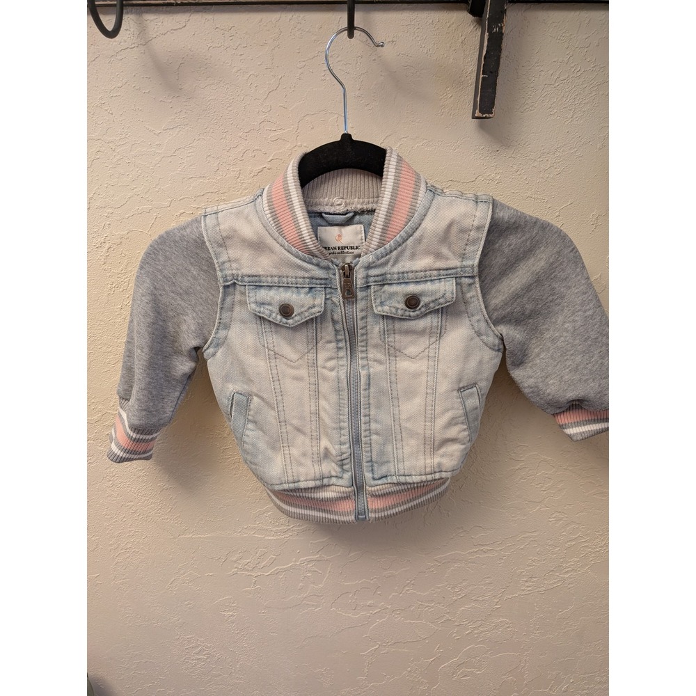 Urban Republic Girls Collection Denim Jacket Light‎ Wash Pink Trim Size 18M